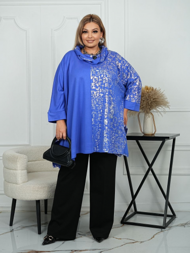 Туника "Хомут"  темно-голубой (Киргизия, разные фабрики) — размеры 66